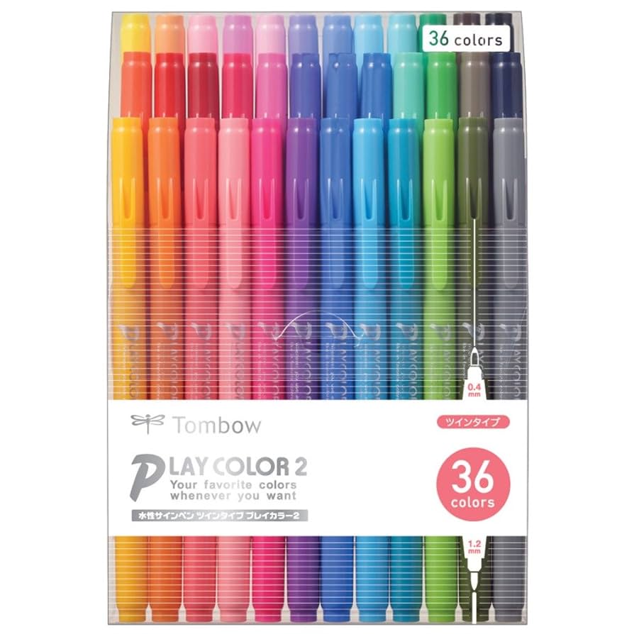 Amazon.co.jp: トンボ鉛筆 水性 サインペン 36色 (太&細ツイン